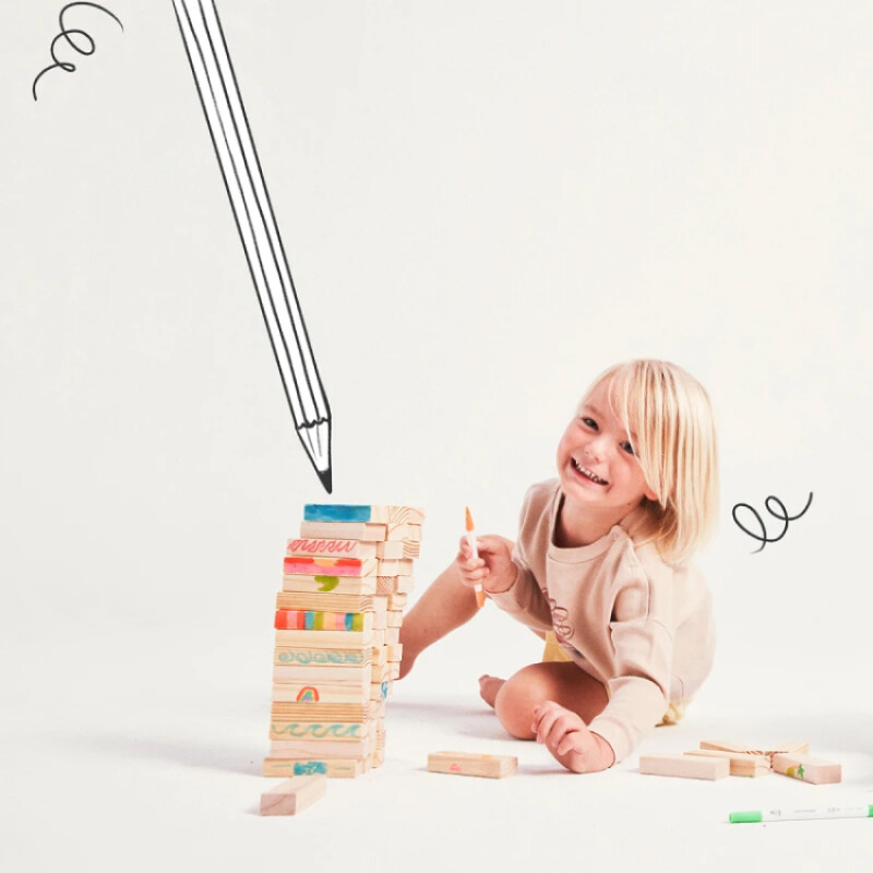 Jenga de Madera Sunny Life para Colorear - Incluye 6 Colores Jenga de Madera Sunny Life para Colorear - Incluye 6 Colores