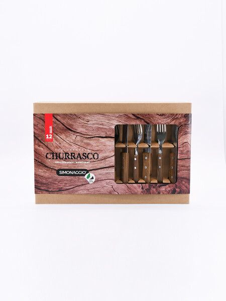 CUCHILLOS Y TENEDORES DE MADERA SET X 12 MARRON