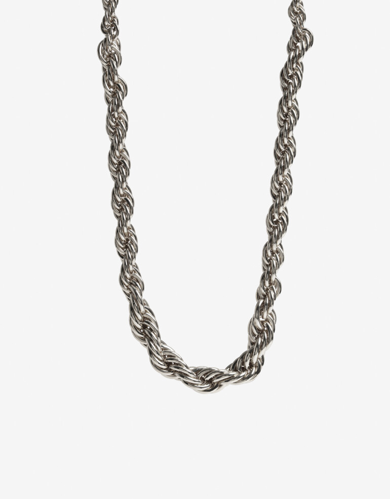 Collares Cortos Metal Collar Corto Cadena Torsada - Plateado Rodio
