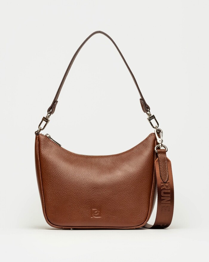 Bandolera Venice en cuero graneado Tabaco