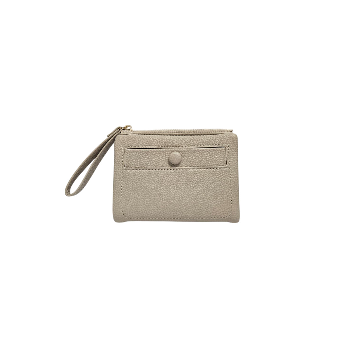 Billetera tarjetero cuerina con colgante - 11x14cm - Beige 