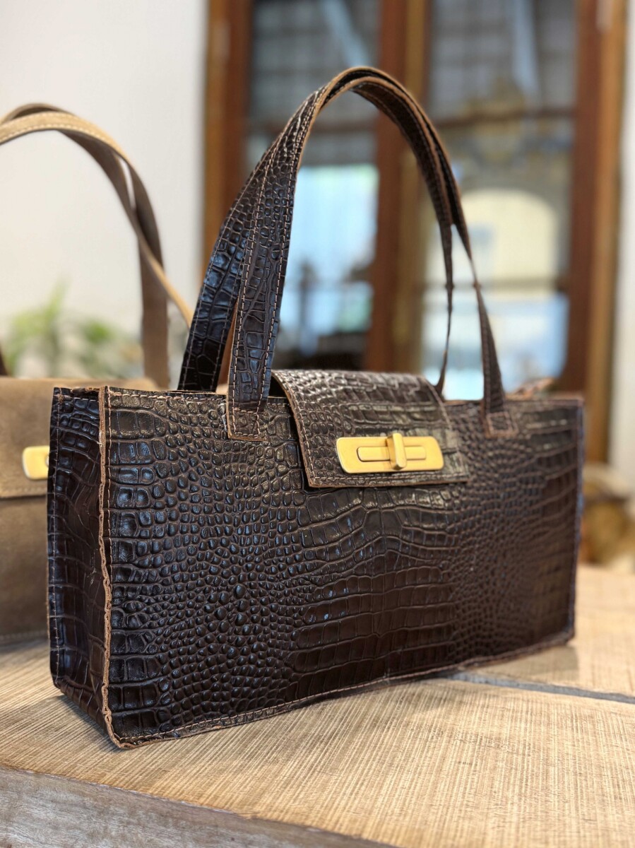 Tote Bag Baguette - Croco Chocolate 