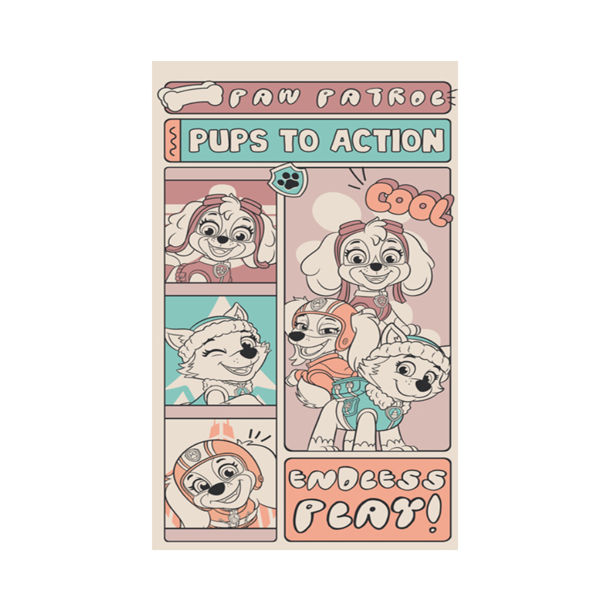 Toalla Infantil Playera Paw Patrol 100% Algodón 70 x 130 cm - BCO/ROSA CLARO 