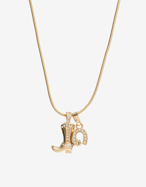 Cadena Corta con Dije Metal Collar Dije Bota Y Herradura Cowboy - Dorado