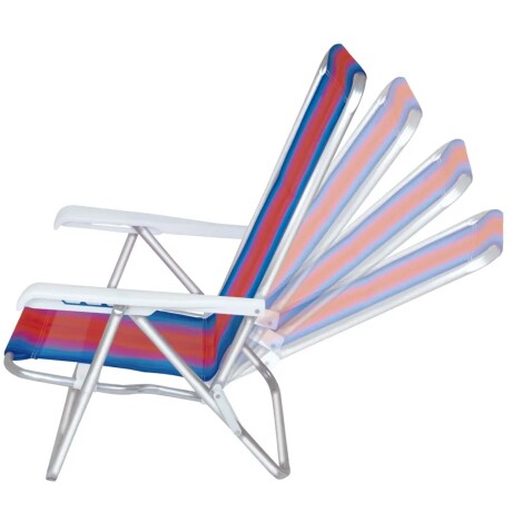 Reposera Silla Reclinable De Playa 4 Posiciones Aluminio Azul/naranja