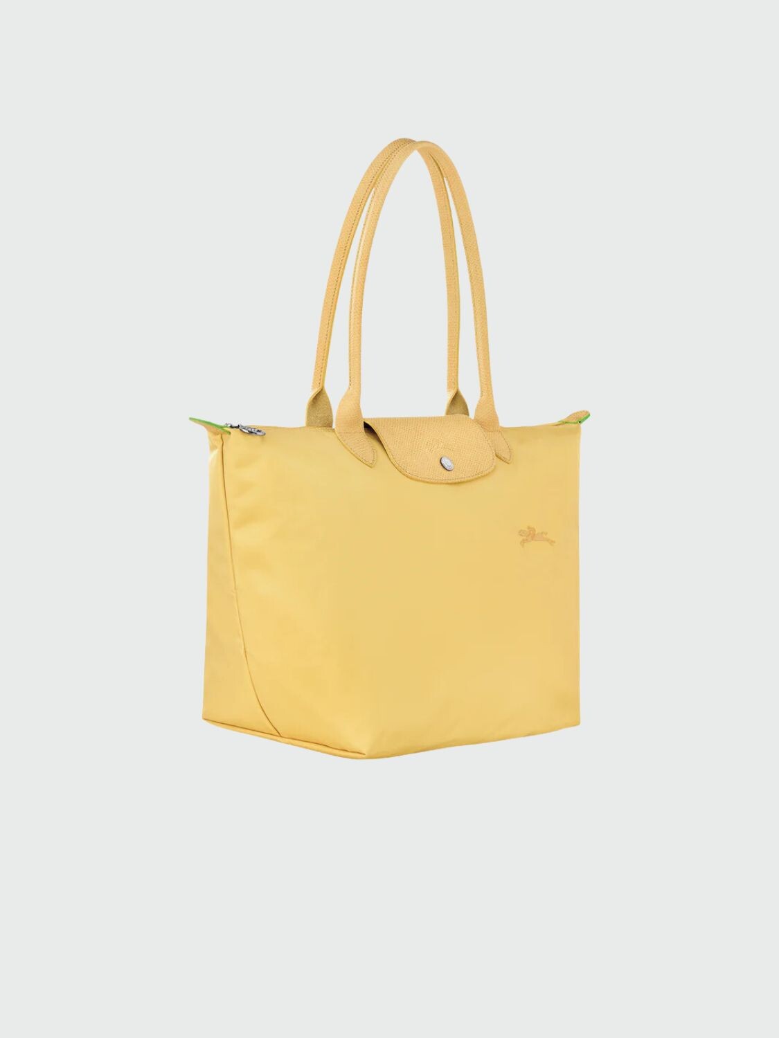 Longchamp -Cartera Longchamp plegable de nylon con cierre y asa corta, Le pliage green M Amarillo Pastel