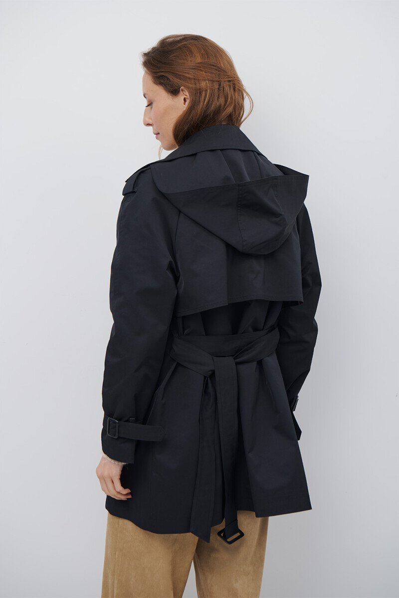 TRENCH CAPUCHA MIDI NEGRO