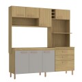 COCINA COMPACTA 8 PUERTAS 2 CAJONES BLUME - LOURO FREIJO/CINZA COCINA COMPACTA 8 PUERTAS 2 CAJONES BLUME - LOURO FREIJO/CINZA