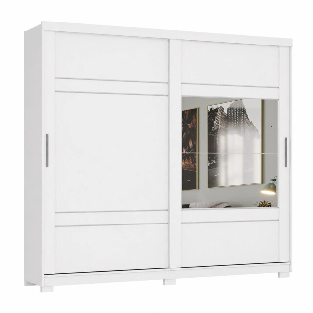 ROPERO VERGGO 2 PUERTAS 3 CAJONES INTERNOS CON ESPEJOS GUARDARROPA CLOSET ARMARIO BLANCO