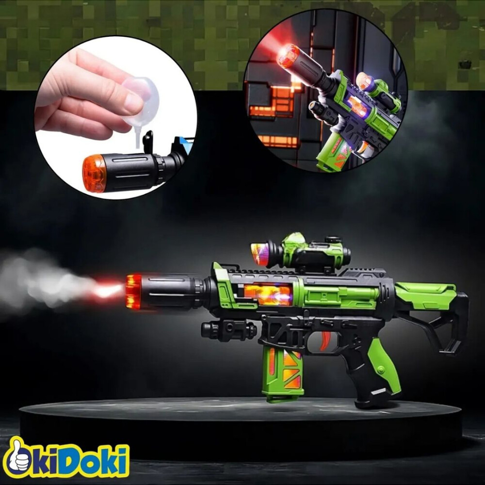 Pistola De Juguete Con Efecto Humo Y Luces VERDE