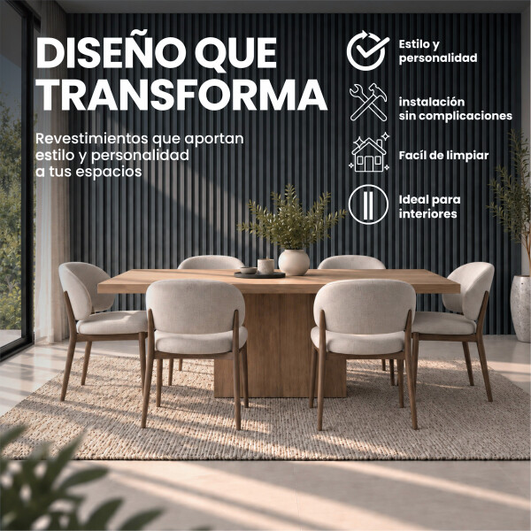 Pack x10 Wpc Simil Madera Wall Panel Lambrin 2.90x16.7 Gris negro 1