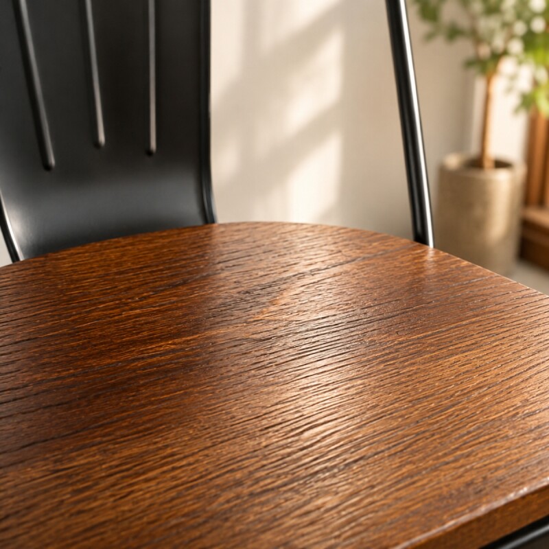 Silla Tolix asiento en madera vintage NEGRO MATE