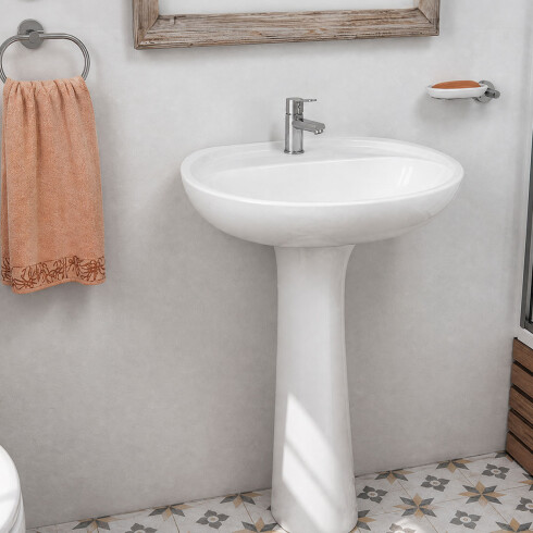 PILETA PARA PEDESTAL ANDINA BLANCO BRILLO 1 AGUJERO 000