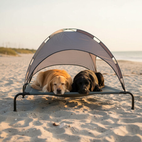 Cama Catre C/Techo P/Mascotas 92x76cm Reforzada Plegable Gris