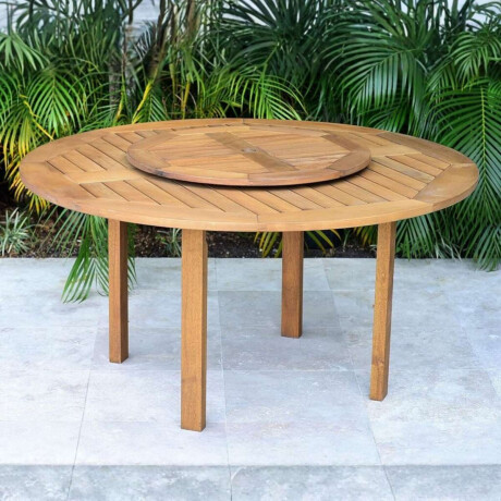 Juego de comedor Mesa Centro Giratoria + 4 Sillas plegables Eucaliptus Grandis