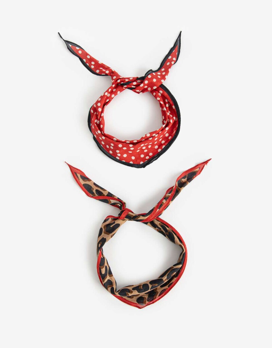 Set De Pañuelos De Raso - Rojo Medio 