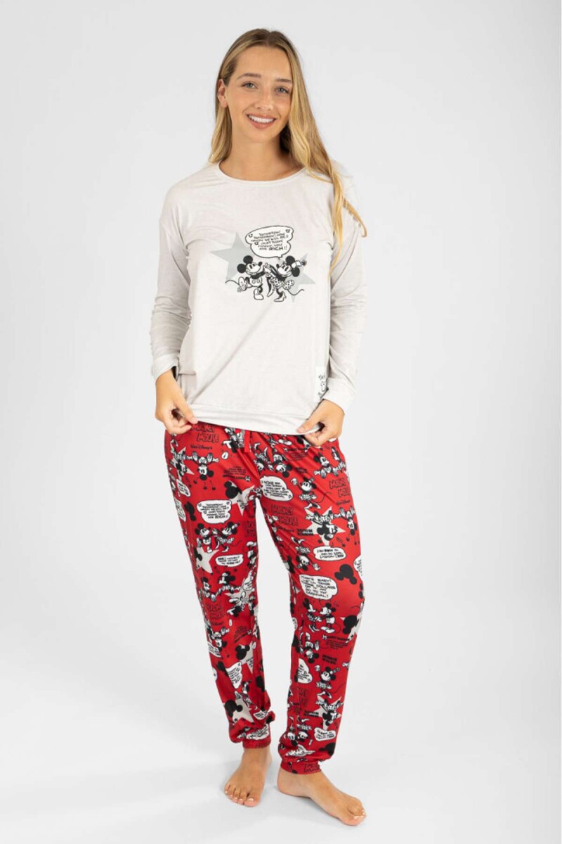 Pijama mickey illustration - Gris melange 