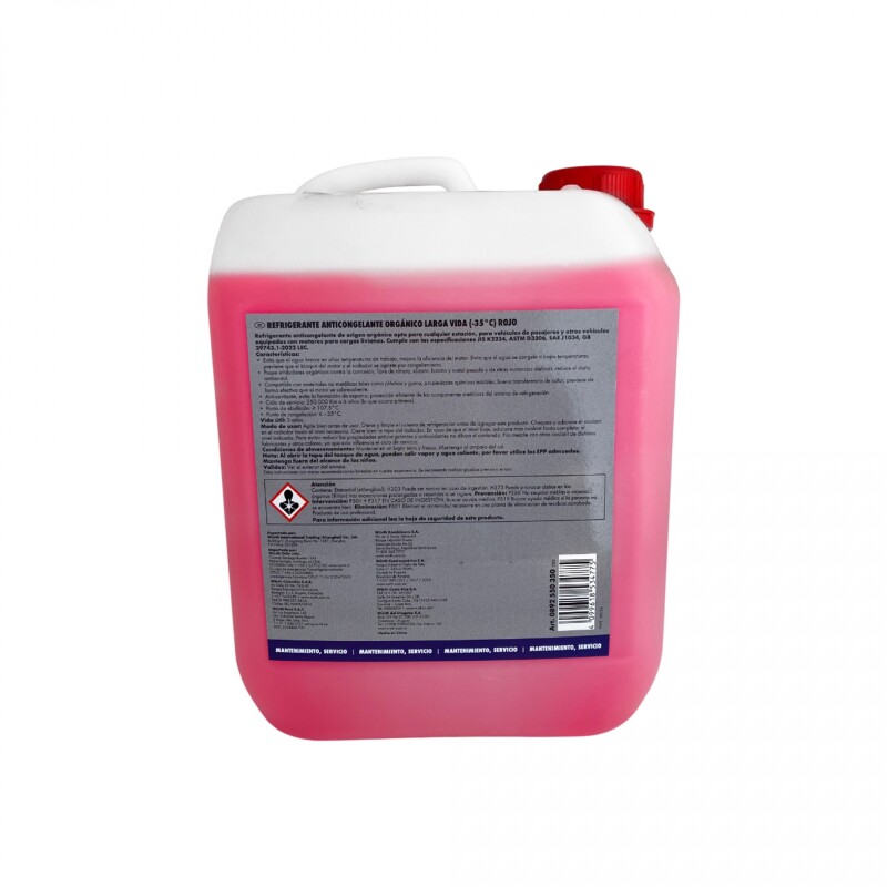 Wurth Anticongelante 50% 5L Organico Longlife Rojo