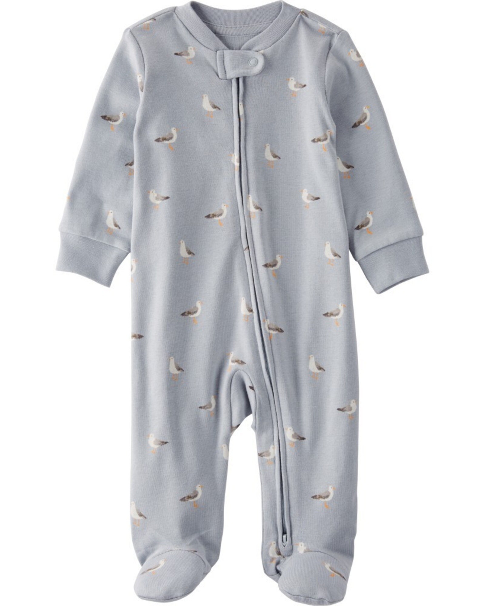 Pijama una pieza de algodón orgánico, con pie, diseño gaviotas Sin color