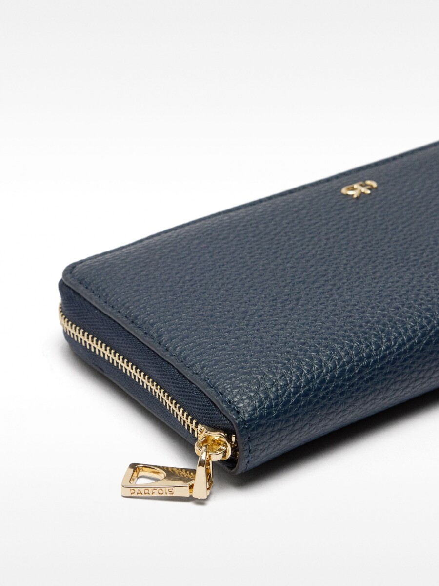 Cartera Con Textura Y Cierre De Cremallera azul-marino