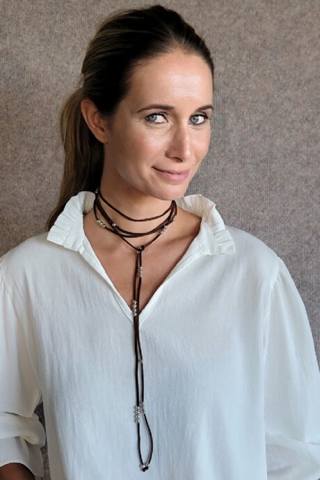 Collar Corbatín Chocolate - Plata