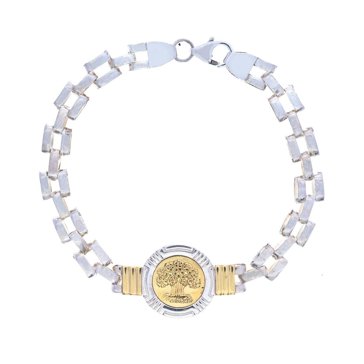 Pulsera de plata 925 y double en oro 18 ktes, ÁRBOL DE LA VIDA 