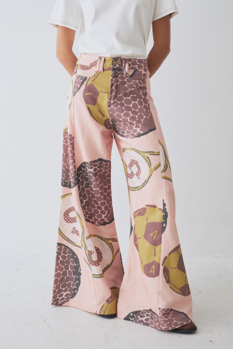 PANTALON WIDE XL PRINT TEAM Macros Rosa