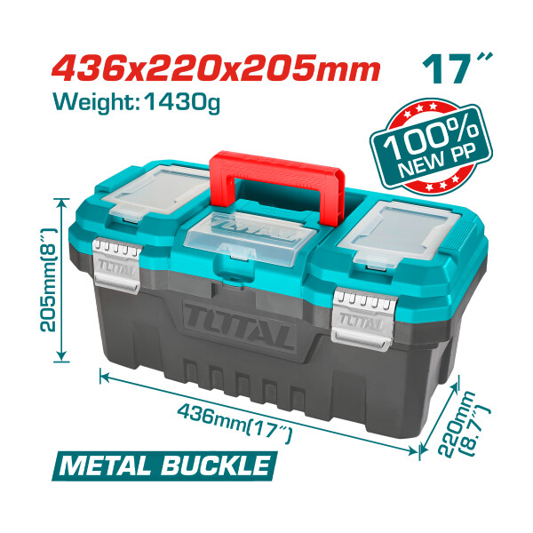 Caja de Herramientas 17" Broche Metálico Total Caja de Herramientas 17" Broche Metálico Total
