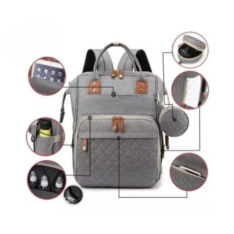 Bolso Mochila Maternal Pañalera Cambiador GRIS
