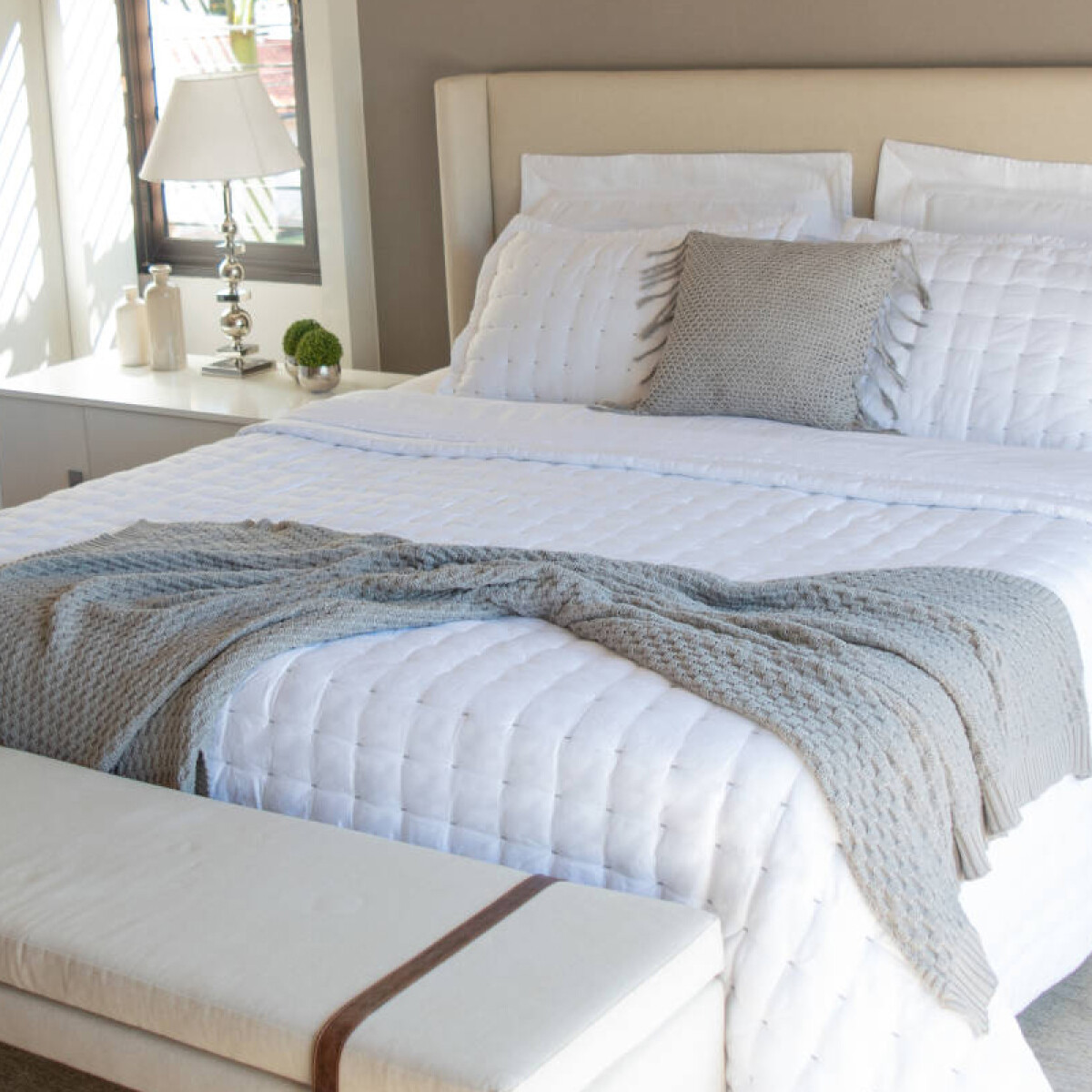 Acolchado 2 Plazas King Blanco 290x240 200 Hilos 