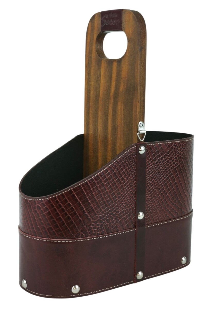 Matera de Cuero Vacuno Legítimo con Estructura Integral de Madera Bordó 2