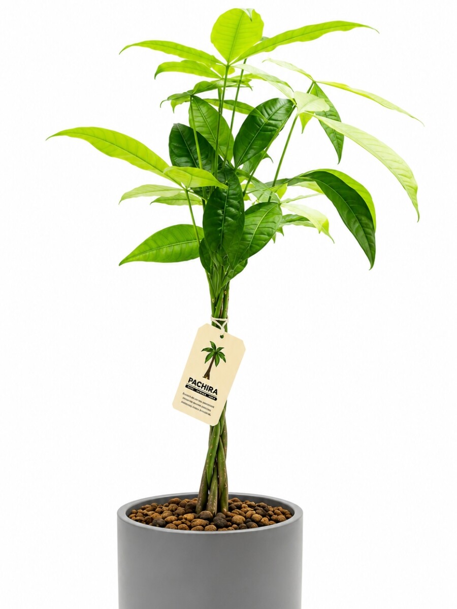 MONEY TREE (PACHIRA AQUATICA)EN MACETA CERAMICA GRIS