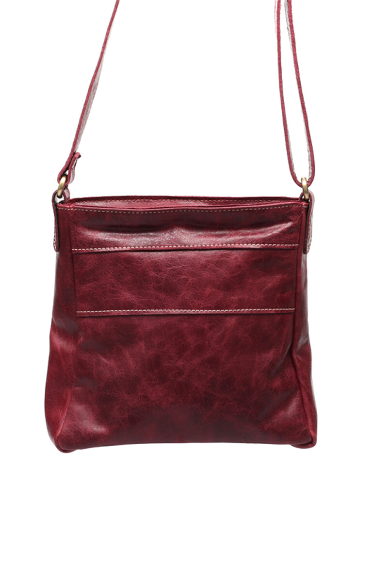 Cartera Bandolera con Cierre de Cuero Bordo