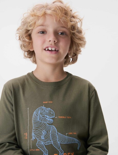 CAMISETA INFANTIL CON ESTAMPA VERDE