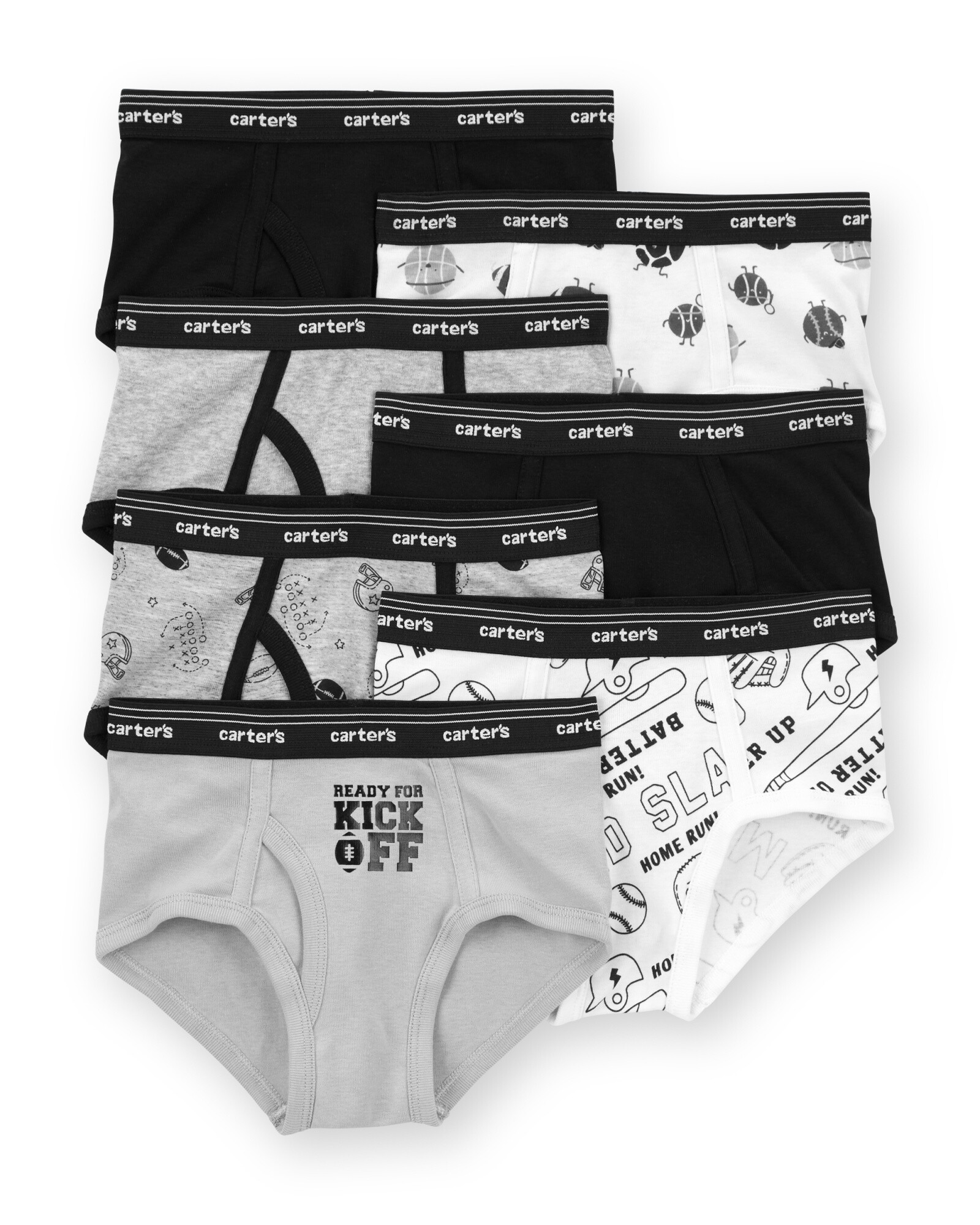 Pack siete calzoncillos slip de algodón, diseño deportes Sin color