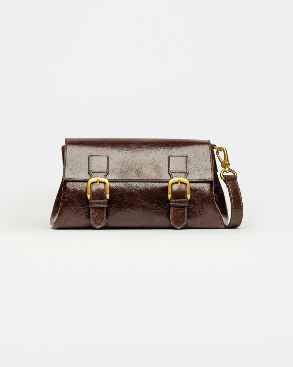 Bandolera Elise en cuero arrugado Marron