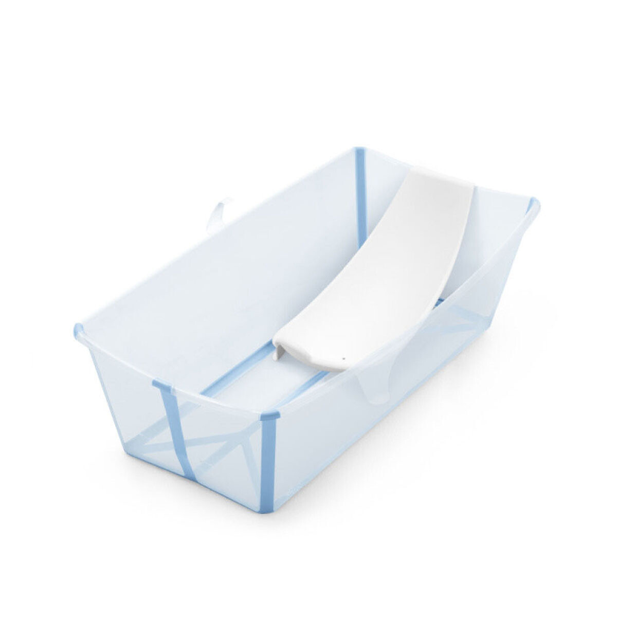 Baño Plegable Flexi Bath XL Transparente / Celeste + Soporte Cuchara Stokke 