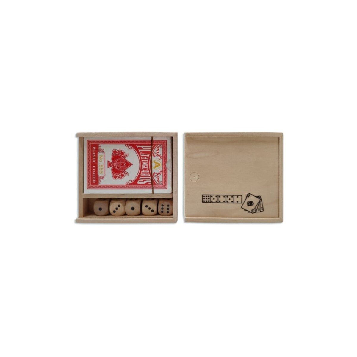 NAIPES Y DADOS EN CAJA MADERA 
