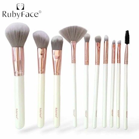 Set Completo Maquillaje 10 Piezas Brochas Pinceles y Estuche Plateado