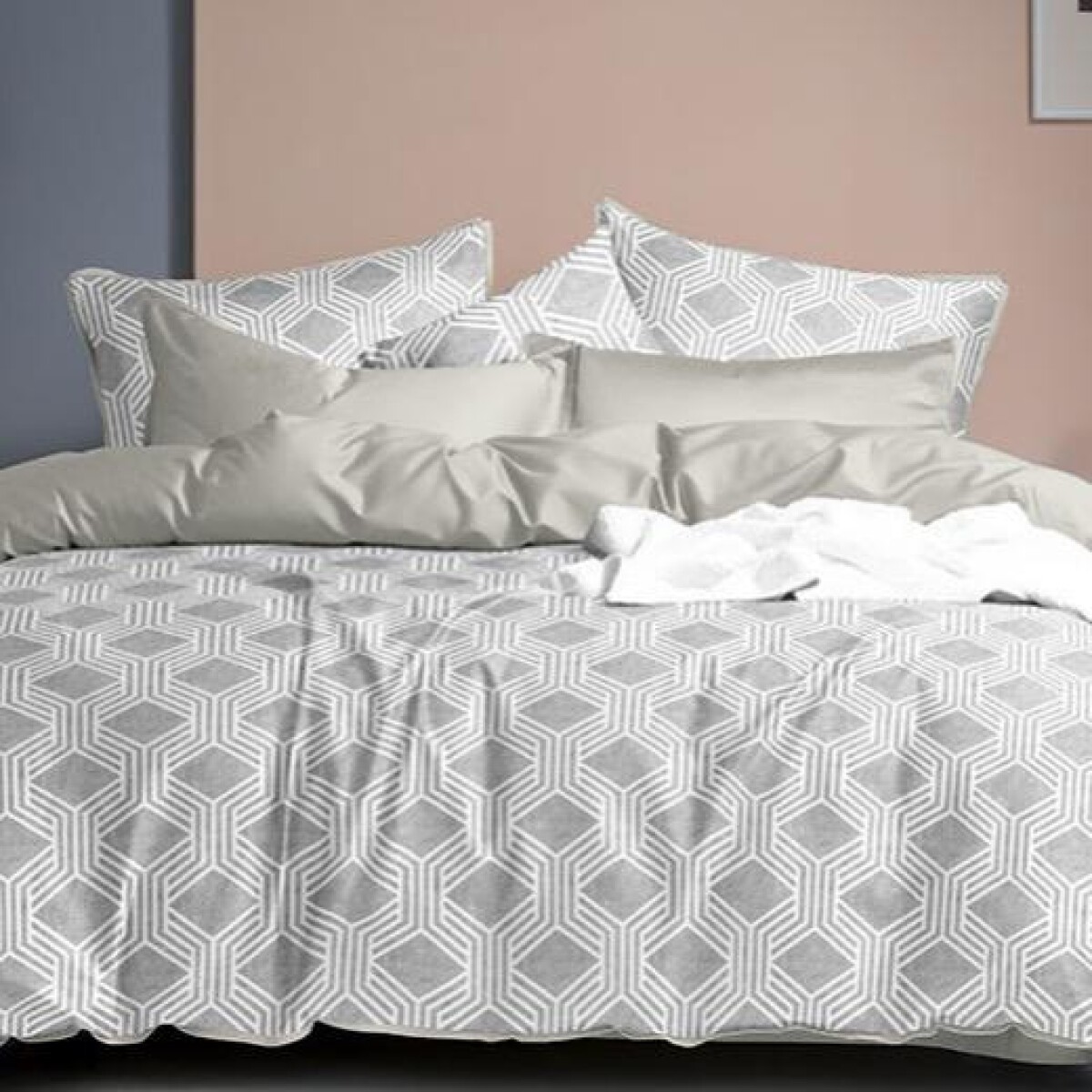 **Juego de Sábanas Cotton Flor 2 Plazas Sommier – 100% Algodón - GRIS MODERNO 