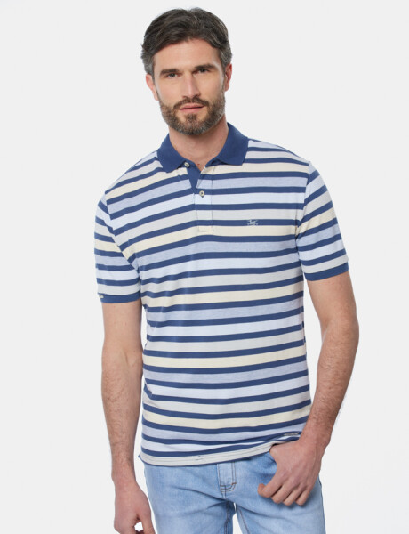 REMERA POLO RAYADA Azul