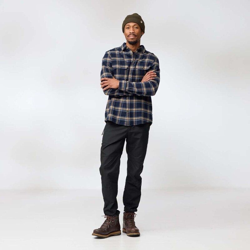 Camisa Fjallraven Ovik Heavy Flannel Shirt M Hombre Dark Navy-buckwheat Brown