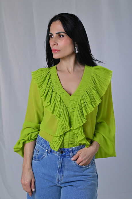 Camisa plisada Chenoa Verde Lima