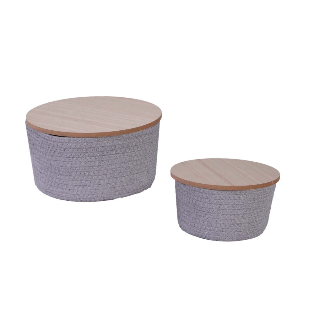 SET DE 2 CESTOS ALGODON GRIS B378