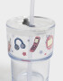 Artículos cocina Vaso De Vidrio Estampado Con Sorbete Y Manija - Combinacion Multicolor
