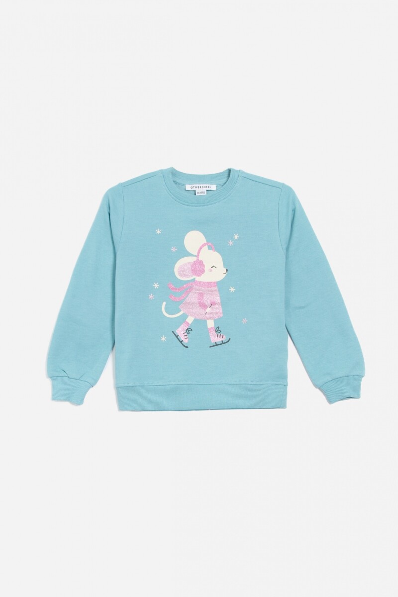 Sweatshirt con ardilla CELESTE