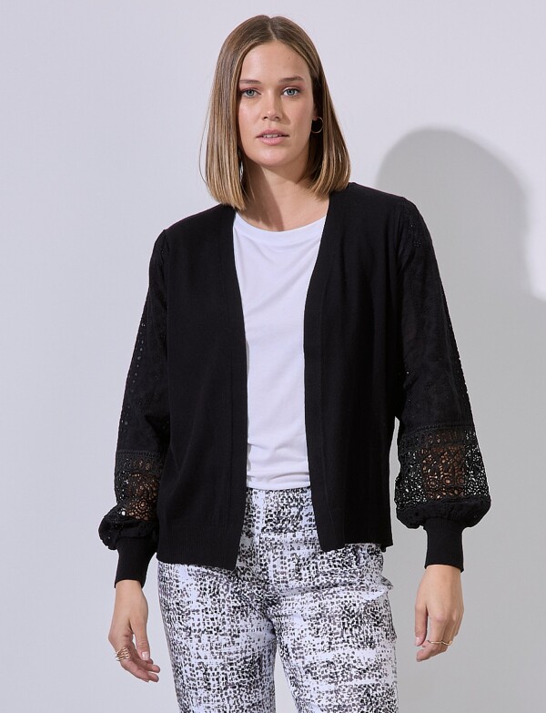 Cardigan Broderie NEGRO