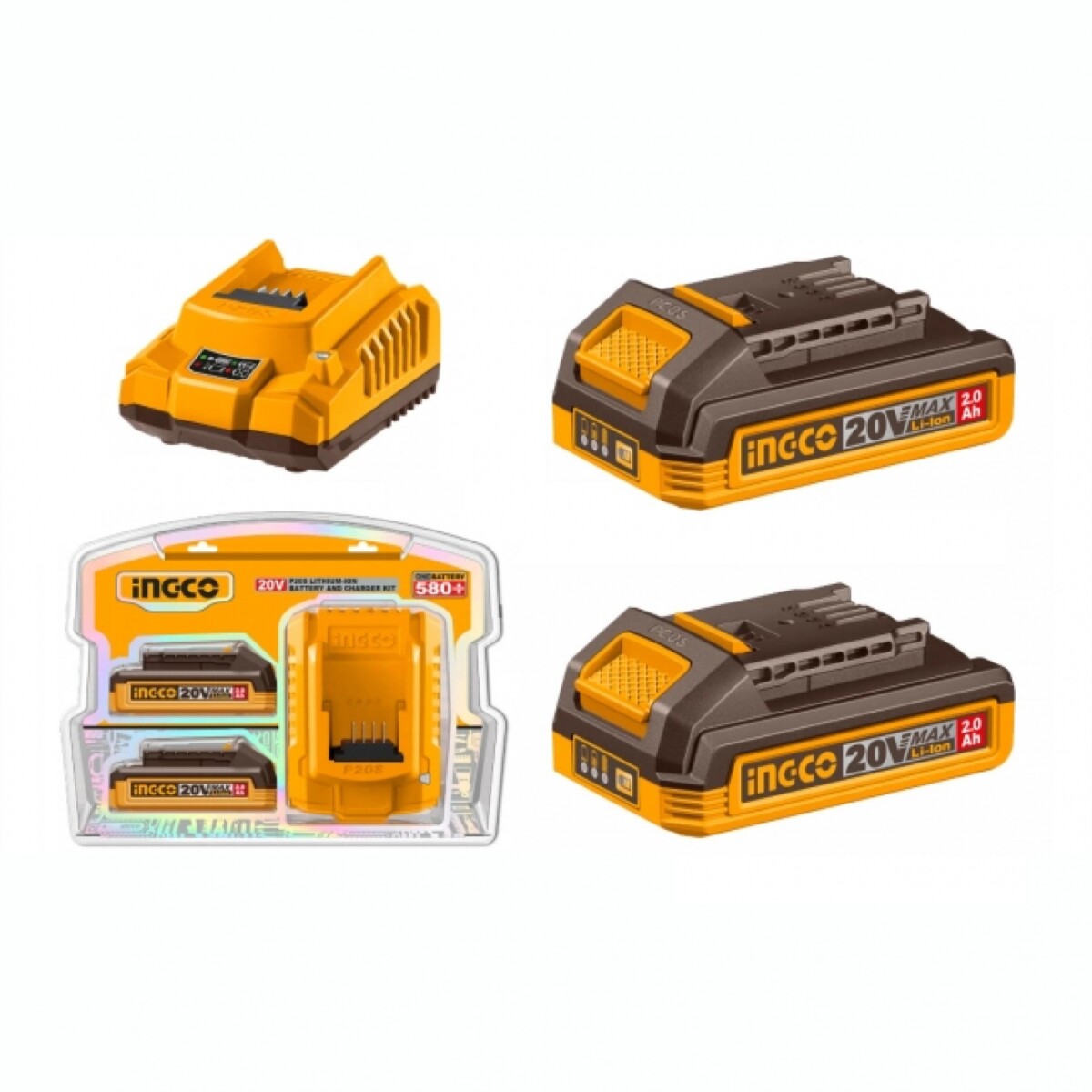 Set X2 Baterías 20V 2.0AH + 1 Cargador INGCO FBCPK2212 