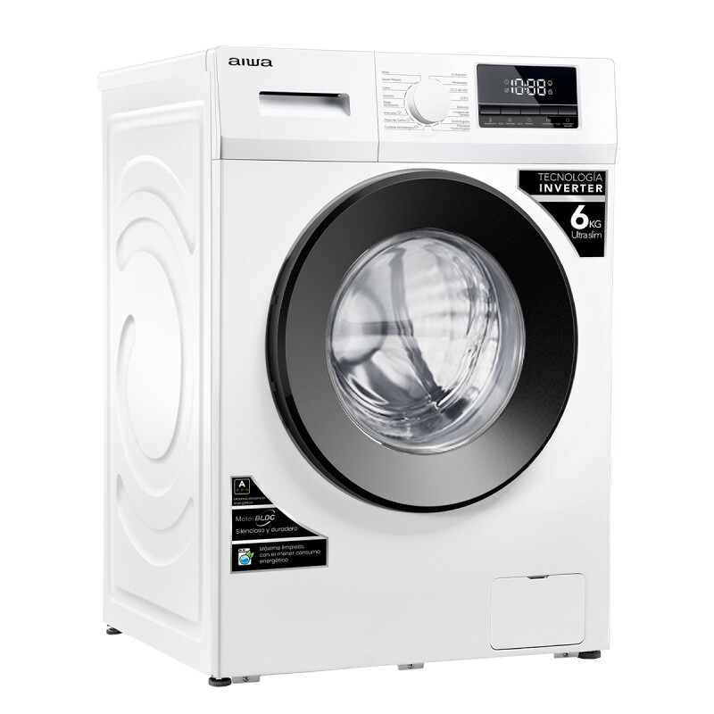 Lavarropas Automático Carga Frontal AIWA 6KG Inverter Blanco | AWLT06SW