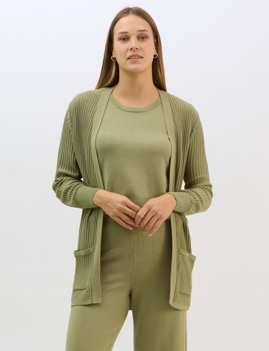 Cardigan Abierto - Oliva 